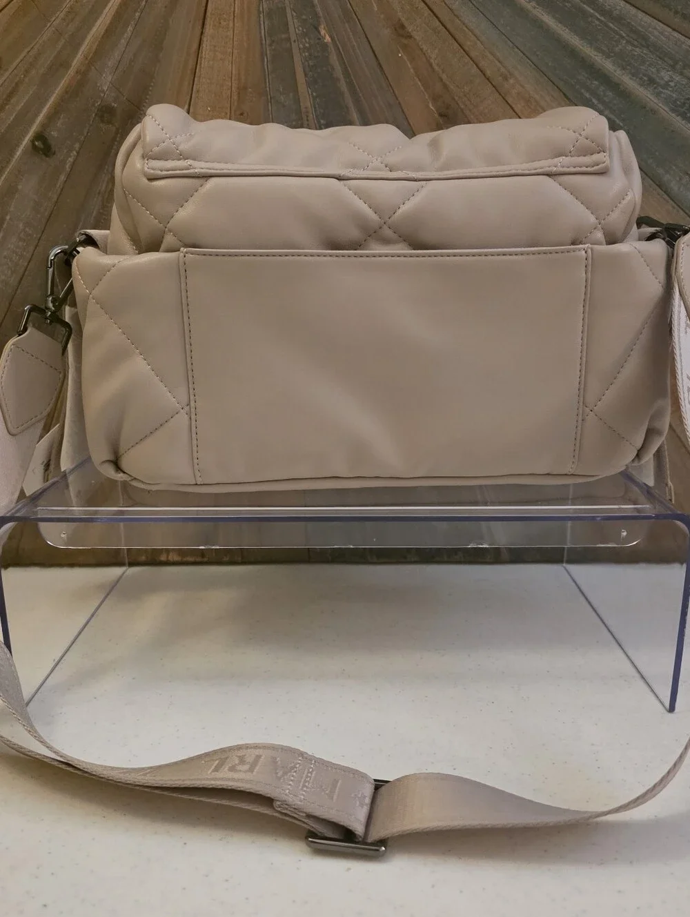 Tiba + Marl Nova Eco Compact Quilted Crossbody Diaper Bag Oyster Color NWT